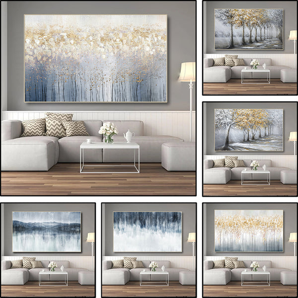 100% Handmade Abstract Golden Landscape Canvas Painting Wall Art Painting Hand Painted Modern Canvas Painting Living Room Home D