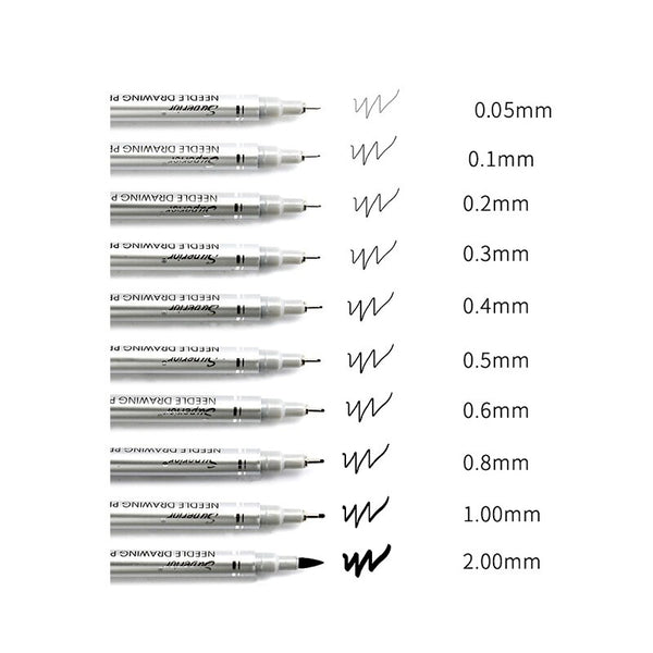 10Pcs Superior Needle Drawing Pen Waterproof Pigment Fineline Sketch Marker Brush Pen for Office School Writing Art Supplier