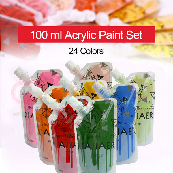 AOOKMIYA  24 Colors 100ML Acrylic Paint Set Professional Drawing Pigment Watercolor Paints Tube for Art Student Painter Painting Supplies