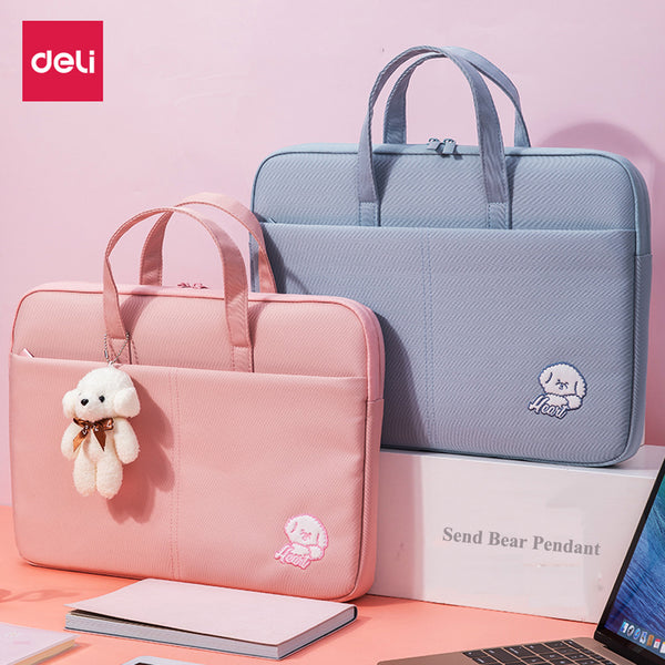 24PCS/LOT Deli 63756 Handbag 14” Laptop portable bag Briefbag briefcase Blue Pink color optional Fashion handbag wholesale
