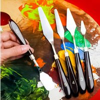 5 pieces of oil painting scraper set gouache paint color palette knife acrylic pick knife pointed flat round head drawing tool