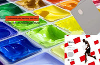 AOOK Gouache Paint Set, 56 Colors x 30ml Unique Jelly Cup Design in a Carrying，Comes with a colorful square tray with a colorful rectangle tray Paint Palette