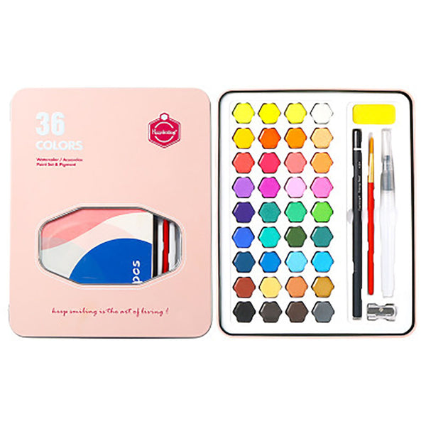 Cross-border exclusively for 36-color solid watercolor paints, solid powder cake children's drawing set, solid gouache paint