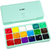 AOOK MIYA HIMI Gouache Paint Set 18-24 Vibrant Colors Non Toxic Paints Jelly Cup Design with Palette Paint Brushes Portable for Artist Canvas Painting Watercolor Papers, Rich Pigment, 30ml/Cup
