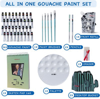 HIMI Gouache Paint Set-49 PCS Painting Kit 36 Colors - Highly Pigmented Gouache for Painting, Artists, Illustrators & Designers - 12 ML Assorted Color Tubes (0.4oz)