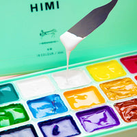 AOOK HIMI Gouache Paint Set Jelly Cup 24 Vibrant Colors Non Toxic Paints with Portable Case Palette for Artist Canvas Painting Watercolor Papers, Rich Pigment, (28 GREEN 24+3+1DAO)