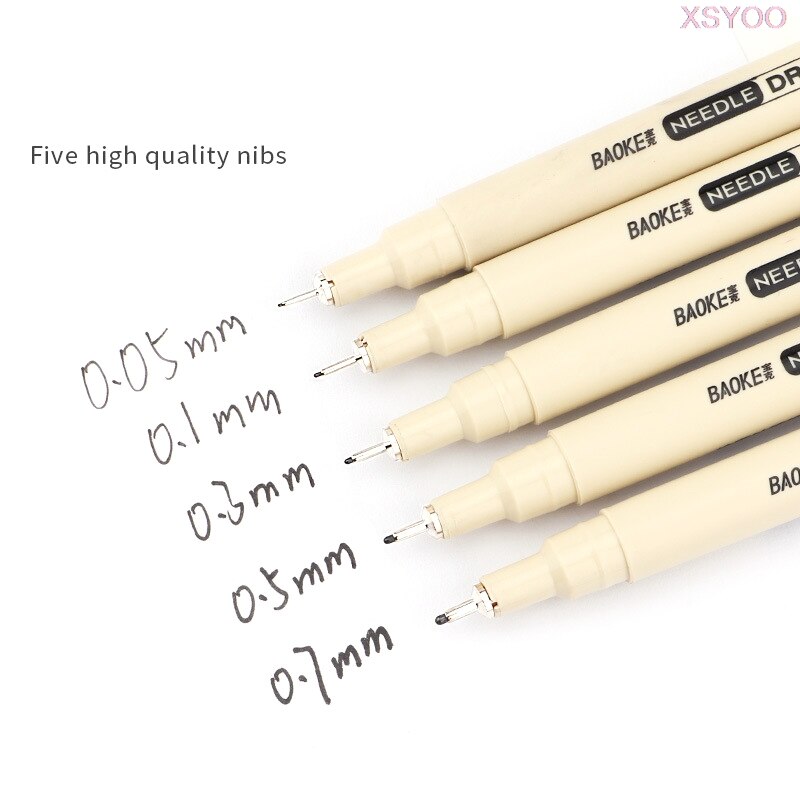 BAOKE 5pcs/set Micron Needle Drafing Pen Waterproof drawing Pen 005 0 –  AOOKMIYA