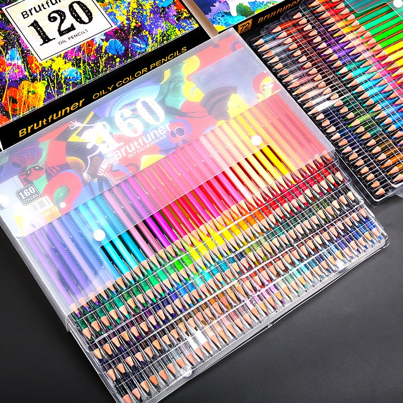 Brutfuner 48/72/120/160/180 Colors Oil Color Pencils Wood Soft Waterc –  AOOKMIYA