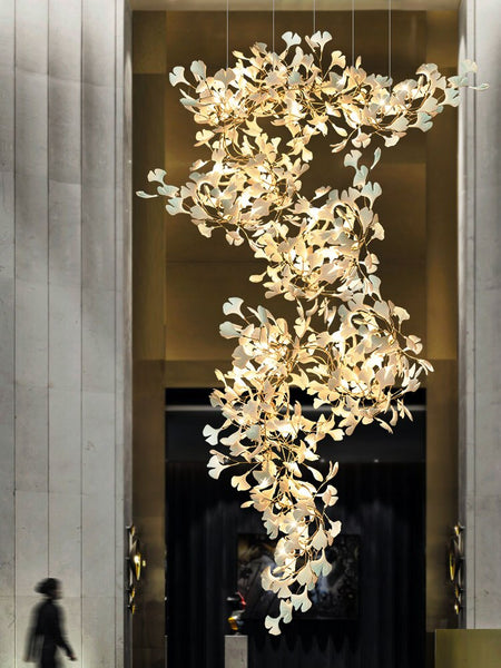 Folhas de cerâmica moderna led lustres para sala estar design luxo pendurado lâmpadas arte do hotel lobby casa decoração luminárias