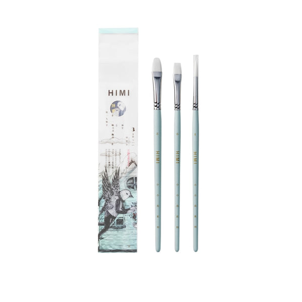 HIMI Gouache Paint Brushes Set 3 Pcs for Acrylic Oil Watercolor Face & Body Gouache Painting Nice Gift Art hobbyist,Kids & Adult