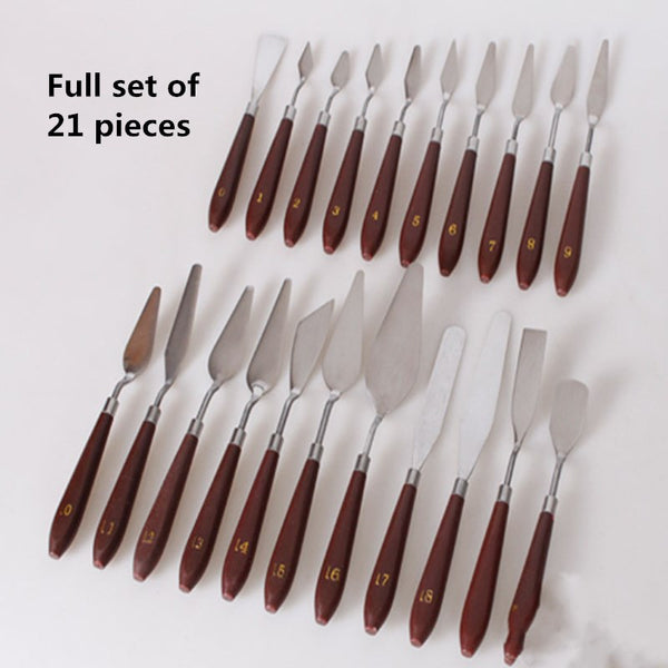 High quality 21 pcs of oil painting knifes set oil painting scraper stainless steel palette knife painting tools art supplies