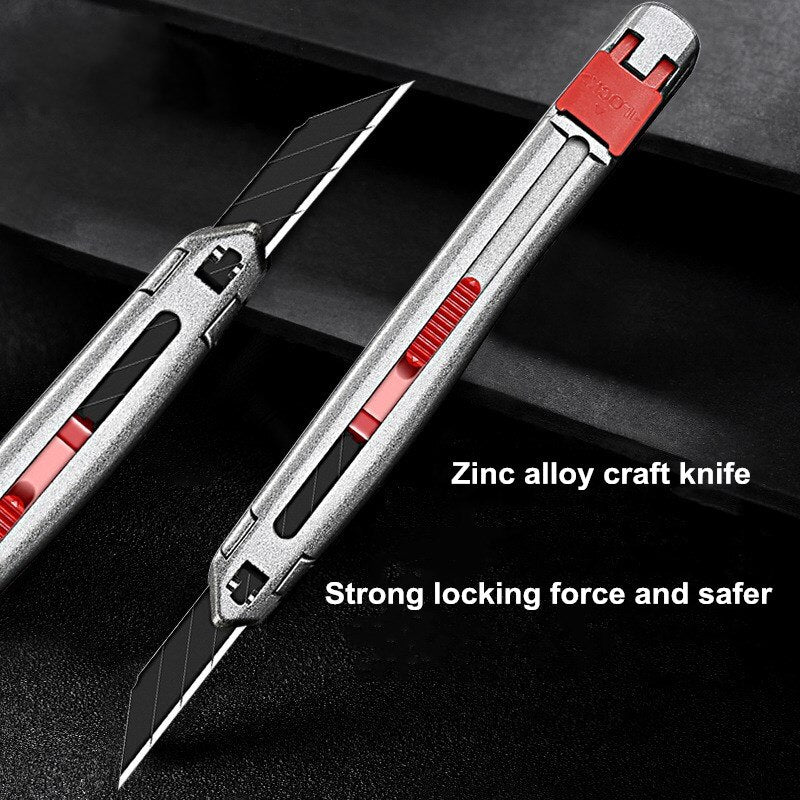 High quality zinc alloy utility knife set engraving open carton