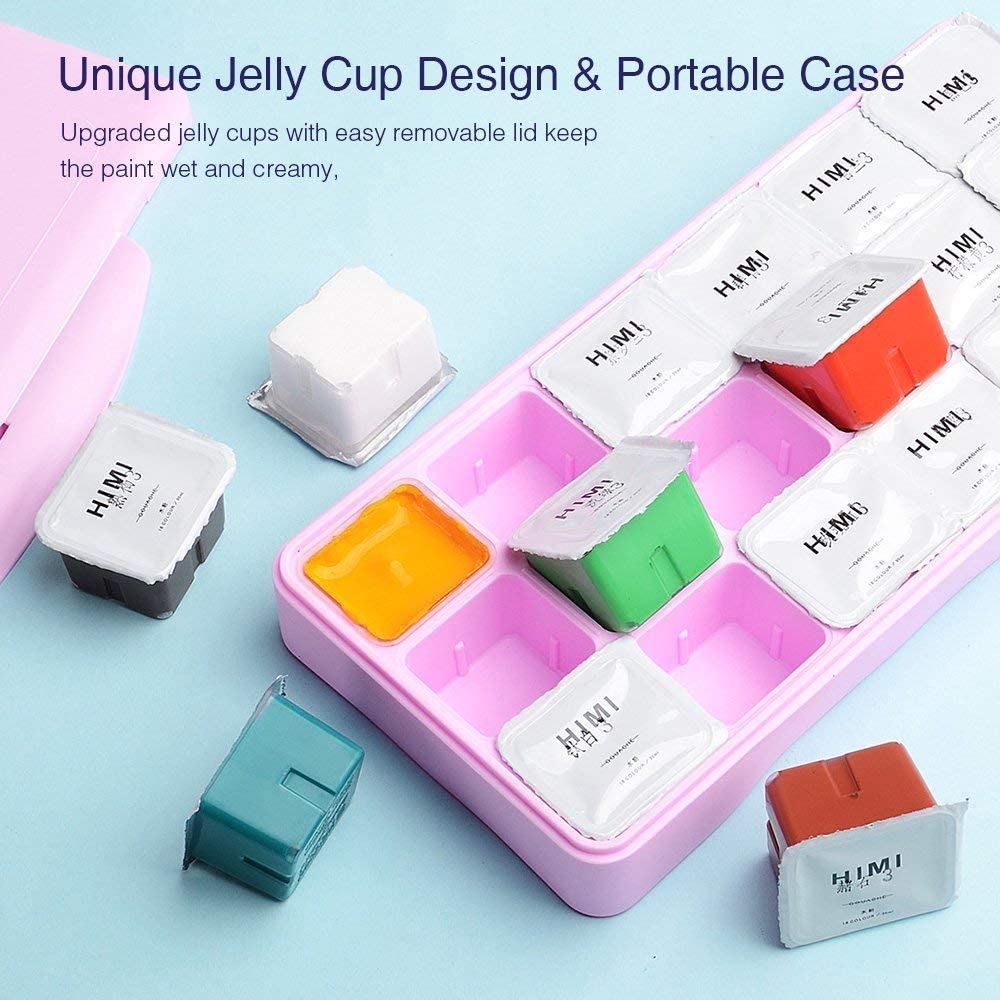 HIMI Gouache Paint Set, 24 Colors x 30ml Unique Jelly Cup Design