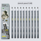 Marie's 10Pcs 12B/14B Pull line Paper pencil Professional Sketch Pencil For Drawing Shadow sketch Students School Art Supplies