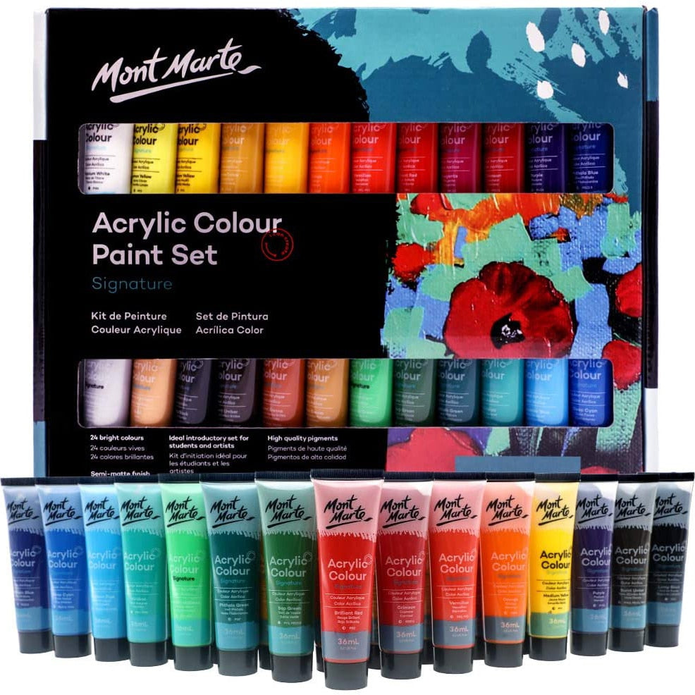 Mont Marte Acrylic Paint Set 24 Colors 36ml (1.02 fl oz) Perfect for C –  AOOKMIYA