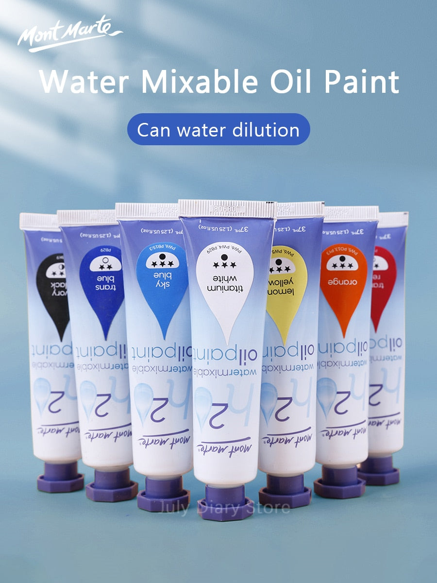 Mont Marte Water Mixable Oil Paint, 37 ml - Yellow Deep (Dark