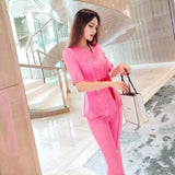 AOOKDRESS spring and summer new suit women's five-sleeve jacket slim casual pants temperament two-piece suit