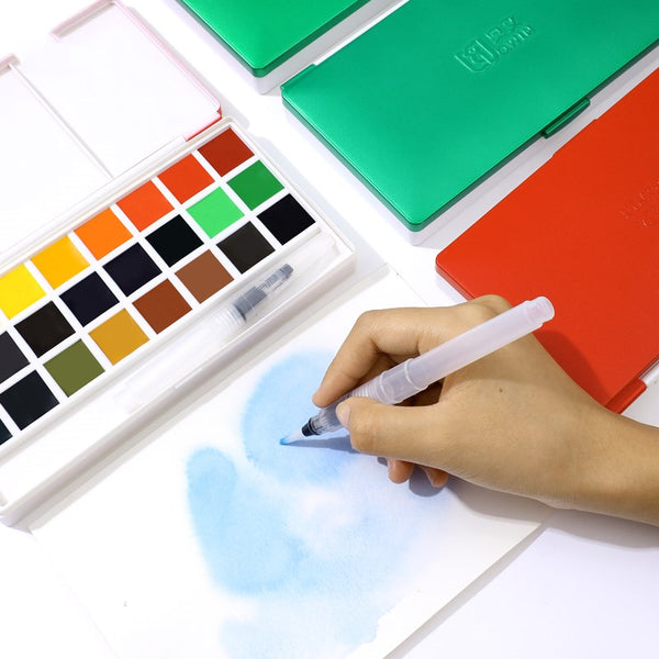 Owin 18/24 color portable solid watercolor paint set with watercolor brush transparent watercolor painting art supplies
