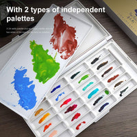AOOKMIYA  Paul Rubens BOX Watercolor Palette 24 Wells 2 Types Storage and Mixing Color Large and Deep for Watercolor Acrylic Gouache Oil Paint
