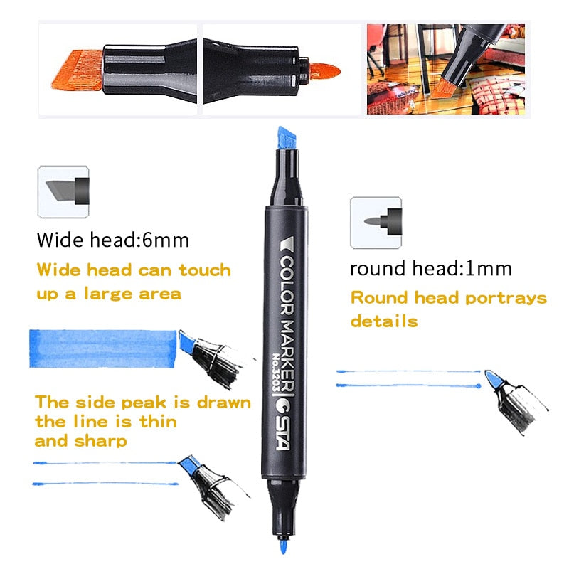 TOUCHNEW 30/40/60/80 Colors Art Markers Alcohol Based Markers Drawing Pen  Set Manga Dual Headed Art Sketch Marker Design Pens