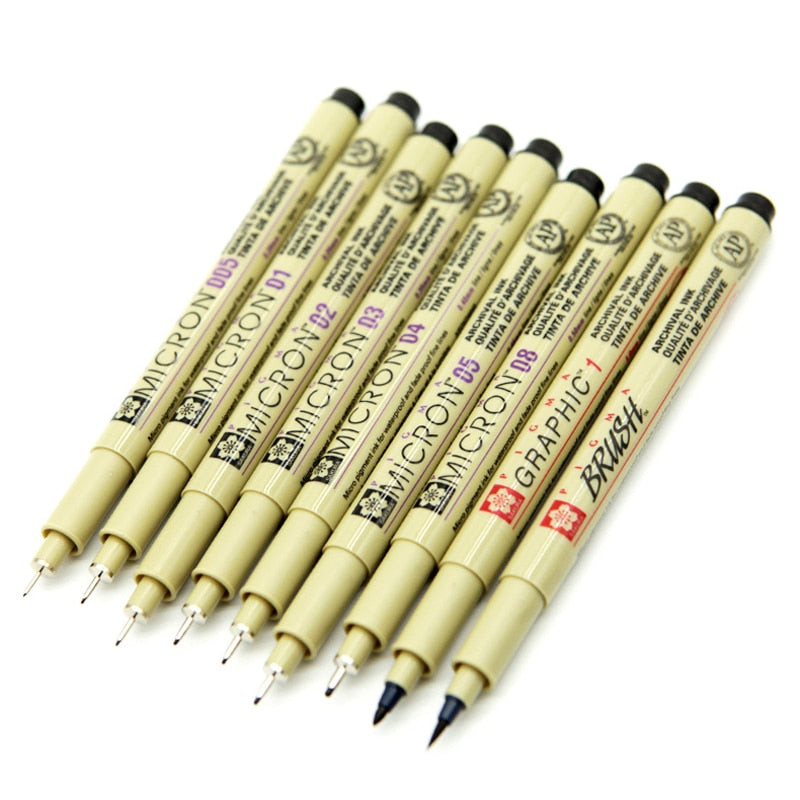 10 Sakura Pigma Micron Pens Tip Size 005 (0.20mm Line Width: 8 Ink Colors to Choose From: Drawing, Sketching, Cwriting (Red Ink)
