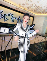new spring and autumn office lady brand female women girls Stripe long sleeve jumpsutis clothing