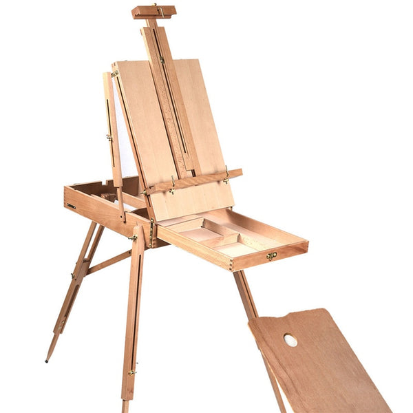 Wooden Easel Portable Folding French Table Easel for Drawing Oil Paints Sketch Box Tripod Painting Easel for Artist Art Supplies
