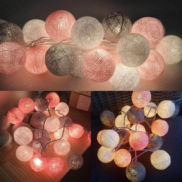 QYJSD 3M LED Cotton Ball Garland Lights String Christmas Xmas Outdoor Holiday Wedding Party Baby Bed Fairy Lights Decoration