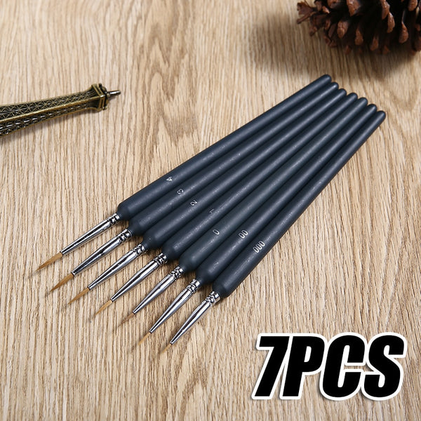 7Pcs/Set Extra Fine Tip Detail Paint Brushes Art Miniature Model Maker Artist Painting Brush Pen Art Stationery Supplies