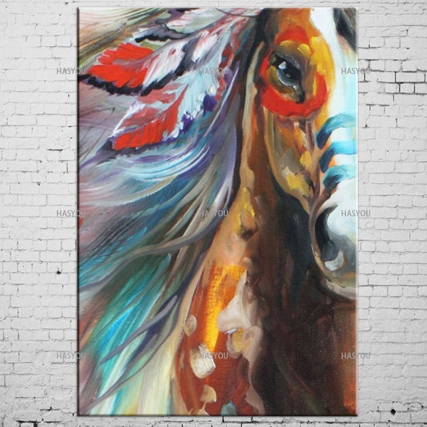 Modern Hand-Painted Horse Oil Paints Abstract Horse Oil Painting On Canvas 100%Handmade Animal Indian Horse Paintings on canvas