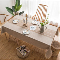 0371 Plaid Decorative Linen Tablecloth With Tassel Waterproof Oilproof Thick Rectangular Wedding Dining Table Cover Tea Table Cl