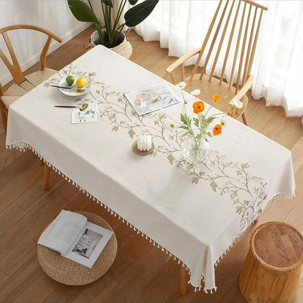 0371 Plaid Decorative Linen Tablecloth With Tassel Waterproof Oilproof Thick Rectangular Wedding Dining Table Cover Tea Table Cl