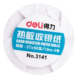1 Roll Deli 3141 Cash register Paper roll 50x57mmx18m thermal paper heat sensitive paper for POS machine