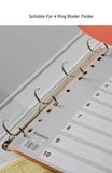 10 Color Binder Index Divider Plastic A4 File Folder Separators 2/3/4 Hole Binder A4 Plastic Dividers For Filing Cabinets
