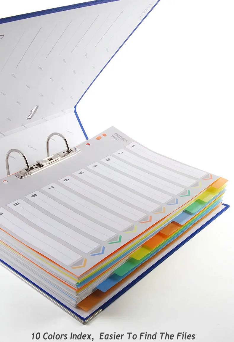 10 Color Binder Index Divider Plastic A4 File Folder Separators 2/3/4 ...