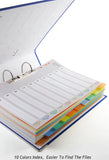10 Color Binder Index Divider Plastic A4 File Folder Separators 2/3/4 Hole Binder A4 Plastic Dividers For Filing Cabinets