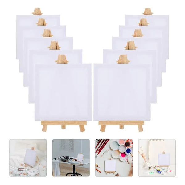 AOOKMIYA 10 Sets Mini Frame Wood Easel Stand Paint Painting Canvases W