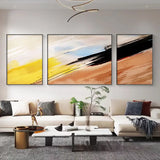 100% Hand-Painted Abstract Canvas Modern Minimalist Living Room Decoration Painting High-end Sense Art Triptych Mural