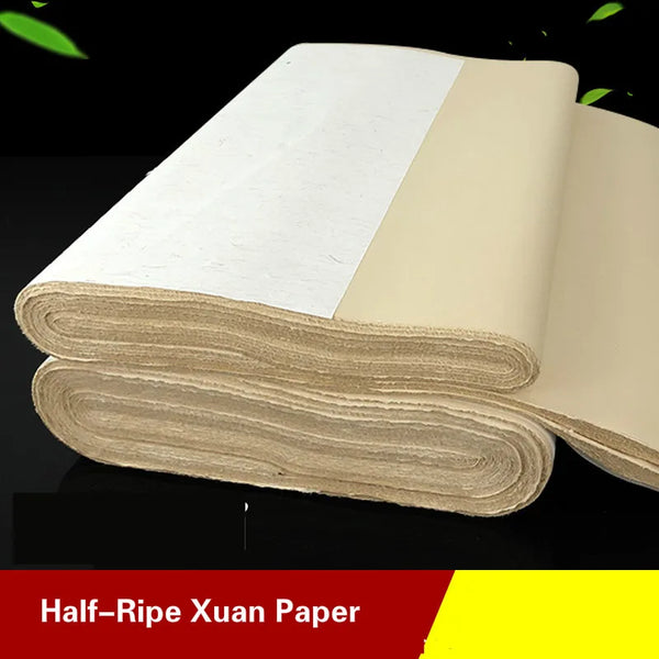 100 Sheets Xuan Paper Chinese Semi-Raw Rice Paper For Chinese Painting –  AOOKMIYA