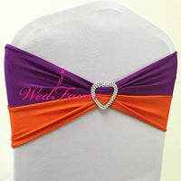 100pcs Customized Double Color Elastic Stretch Spandex Chair Sash Bands With Buckle For Banquet Wedding Decoration Chair Bow Tie