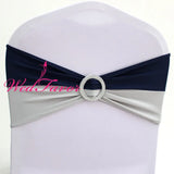 100pcs Customized Double Color Elastic Stretch Spandex Chair Sash Bands With Buckle For Banquet Wedding Decoration Chair Bow Tie