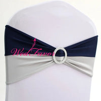 100pcs Customized Double Color Elastic Stretch Spandex Chair Sash Bands With Buckle For Banquet Wedding Decoration Chair Bow Tie