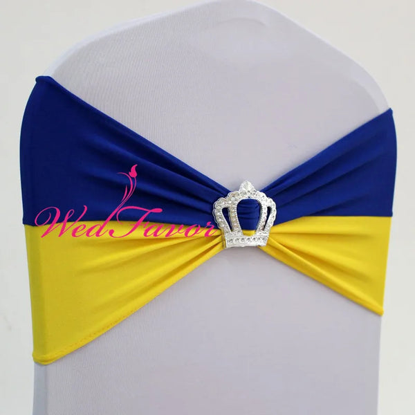 100pcs Customized Double Color Elastic Stretch Spandex Chair Sash Bands With Buckle For Banquet Wedding Decoration Chair Bow Tie