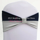 100pcs Customized Double Color Elastic Stretch Spandex Chair Sash Bands With Buckle For Banquet Wedding Decoration Chair Bow Tie