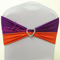 100pcs Customized Double Color Elastic Stretch Spandex Chair Sash Bands With Buckle For Banquet Wedding Decoration Chair Bow Tie