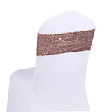 100pcs Shining Gold Silver Spandex Sequin Glitter Chair Sash Elastic Chair Bands Bow Ties Wedding Party Banquet Supply