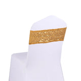 100pcs Shining Gold Silver Spandex Sequin Glitter Chair Sash Elastic Chair Bands Bow Ties Wedding Party Banquet Supply
