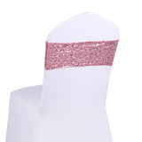 100pcs Shining Gold Silver Spandex Sequin Glitter Chair Sash Elastic Chair Bands Bow Ties Wedding Party Banquet Supply