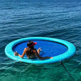 10ft Circular Hammock with Mesh Center Inflatable Water Floating Air Bed Swimming Pool Hammock Floating Platform Mat