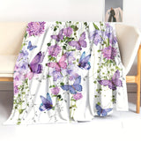 1pc Creative Flower And Butterfly Print Blanket, Contemporary Style Blanket, Soft And Comfortable Blanket, Travel Couch Bed Blanket, Office Home Decoration, Birthday Gift Blanket, For Boys, Girls, Adults, All Seasons Available